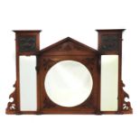 An oak overmantel mirror,