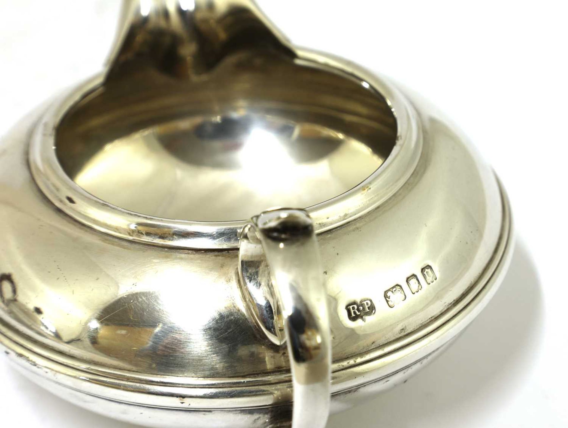 An Art Deco silver three-piece tea set, - Image 3 of 5