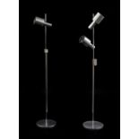 Two brushed aluminium standard lamps,