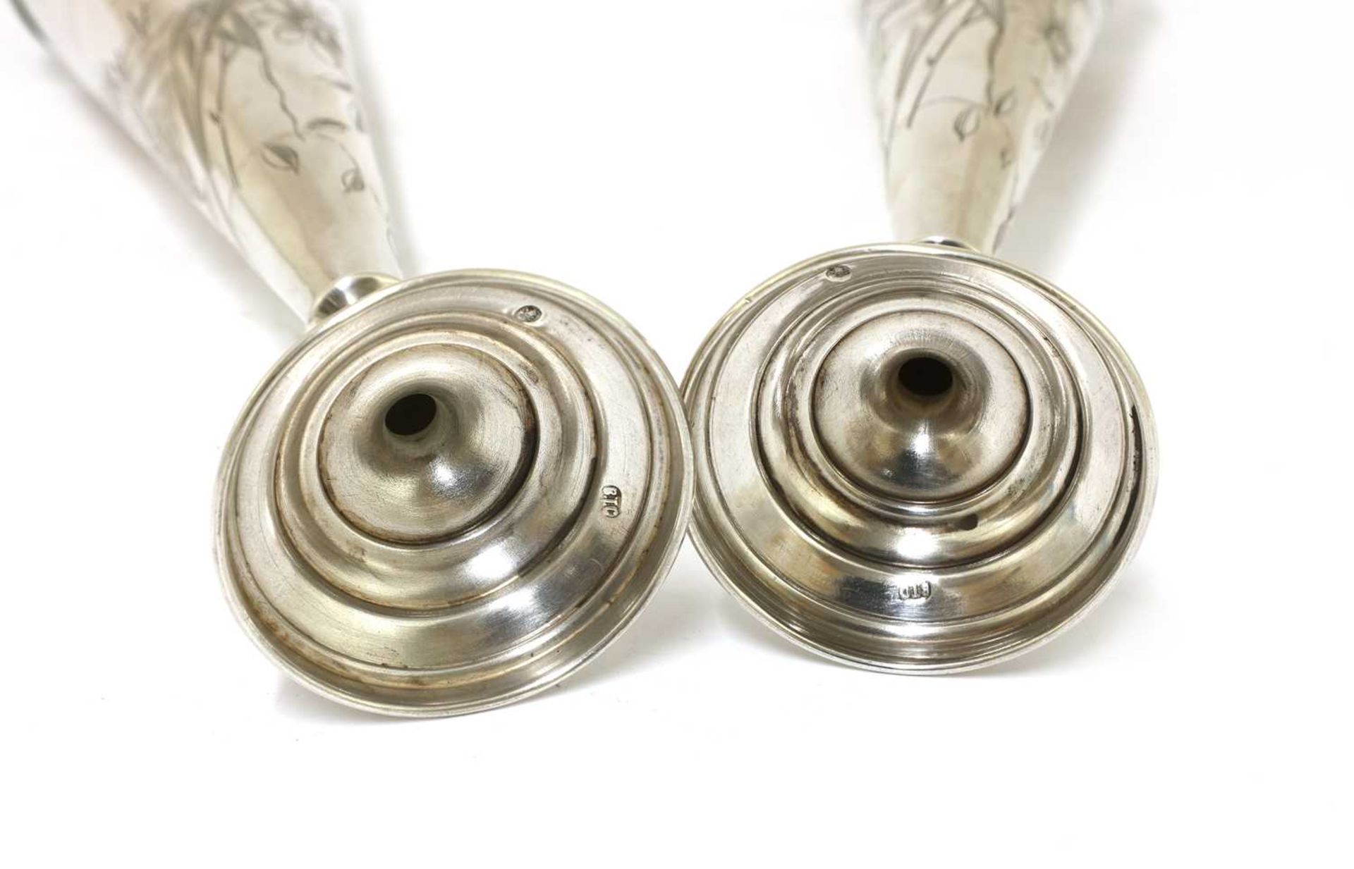 A pair of Russian silver spill vases, - Image 3 of 3