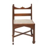 An Art Nouveau inlaid mahogany corner chair,