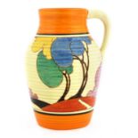 A Clarice Cliff 'Blue Autumn' (Balloon Trees) Lotus jug,