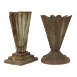 Two cast iron Art Deco vases,