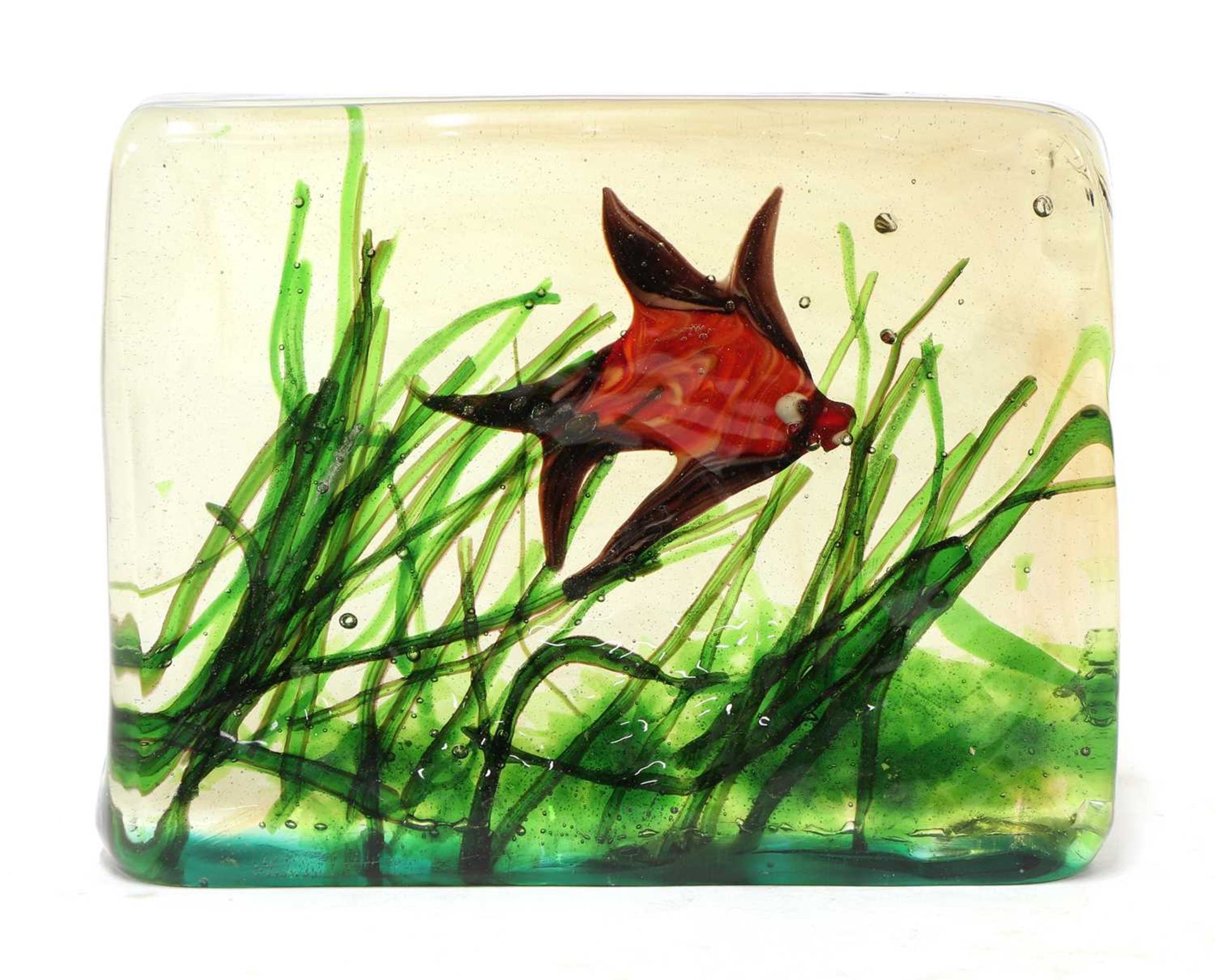 A Cedenese Murano glass aquarium block sculpture, - Image 2 of 3