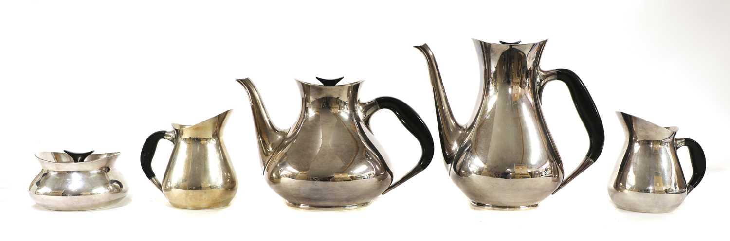 A Danish five-piece silver-plated tea and coffee set, - Image 2 of 3