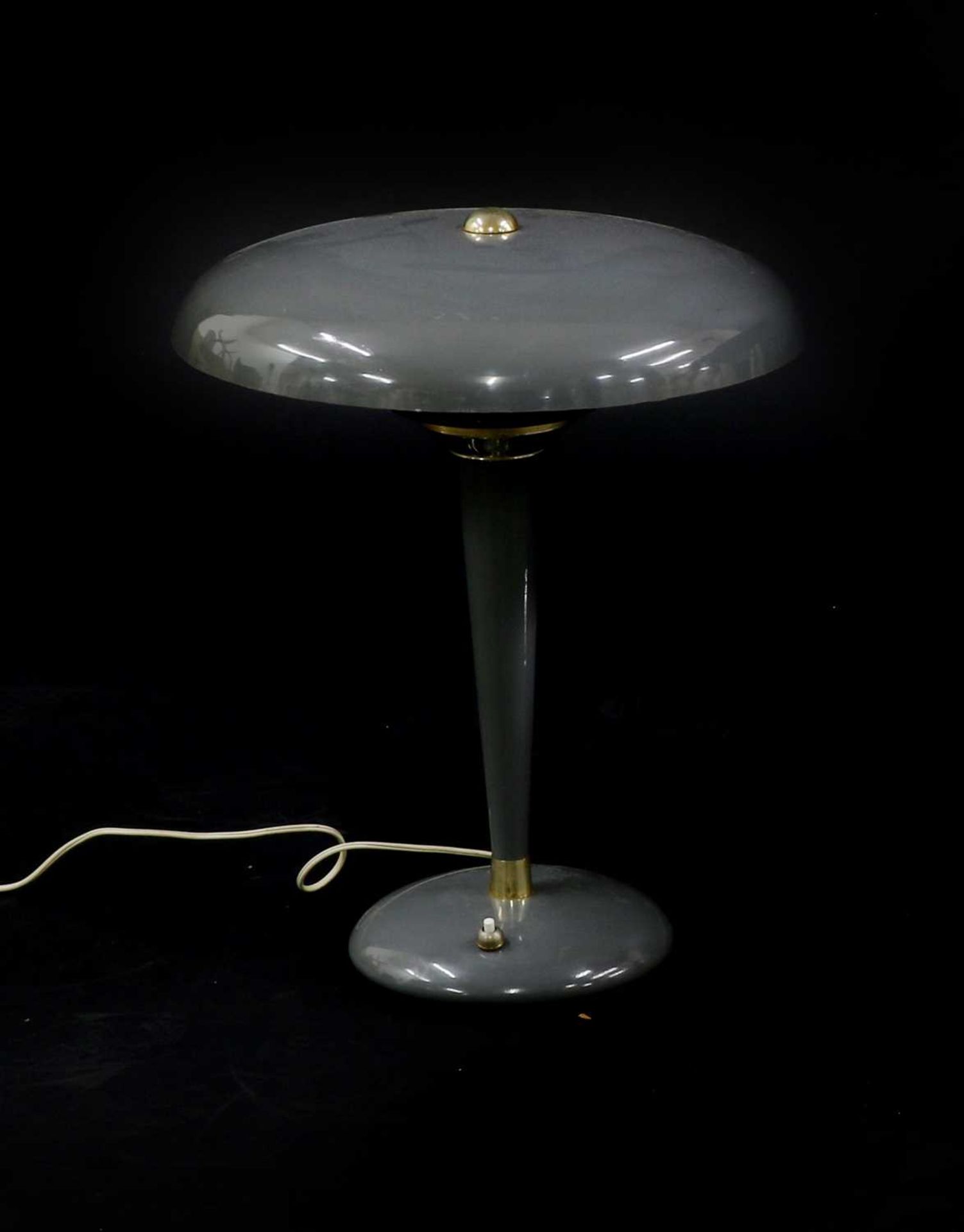 An Italian grey-enamelled and brass desk lamp, - Bild 2 aus 3