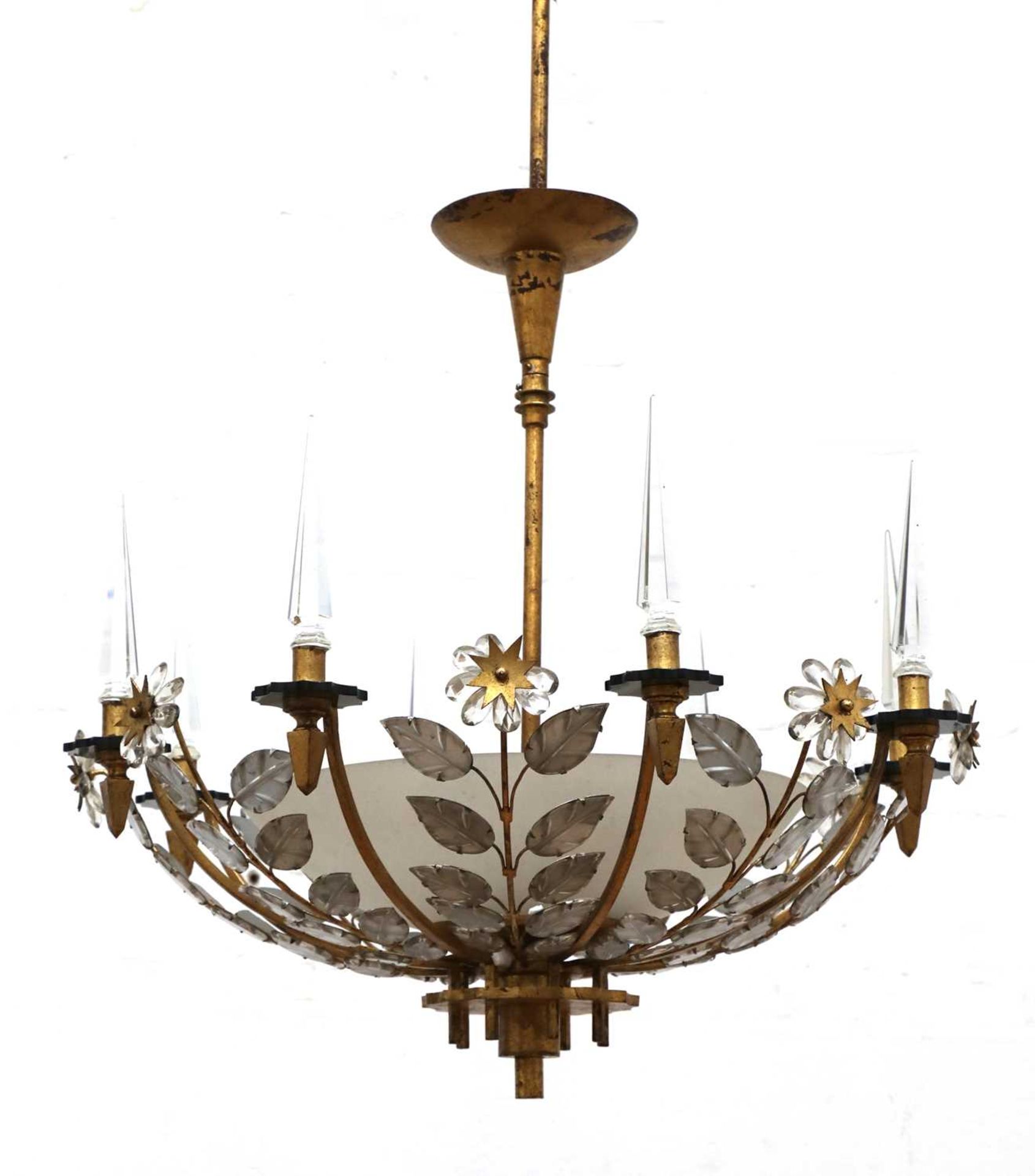 A French bowl chandelier,