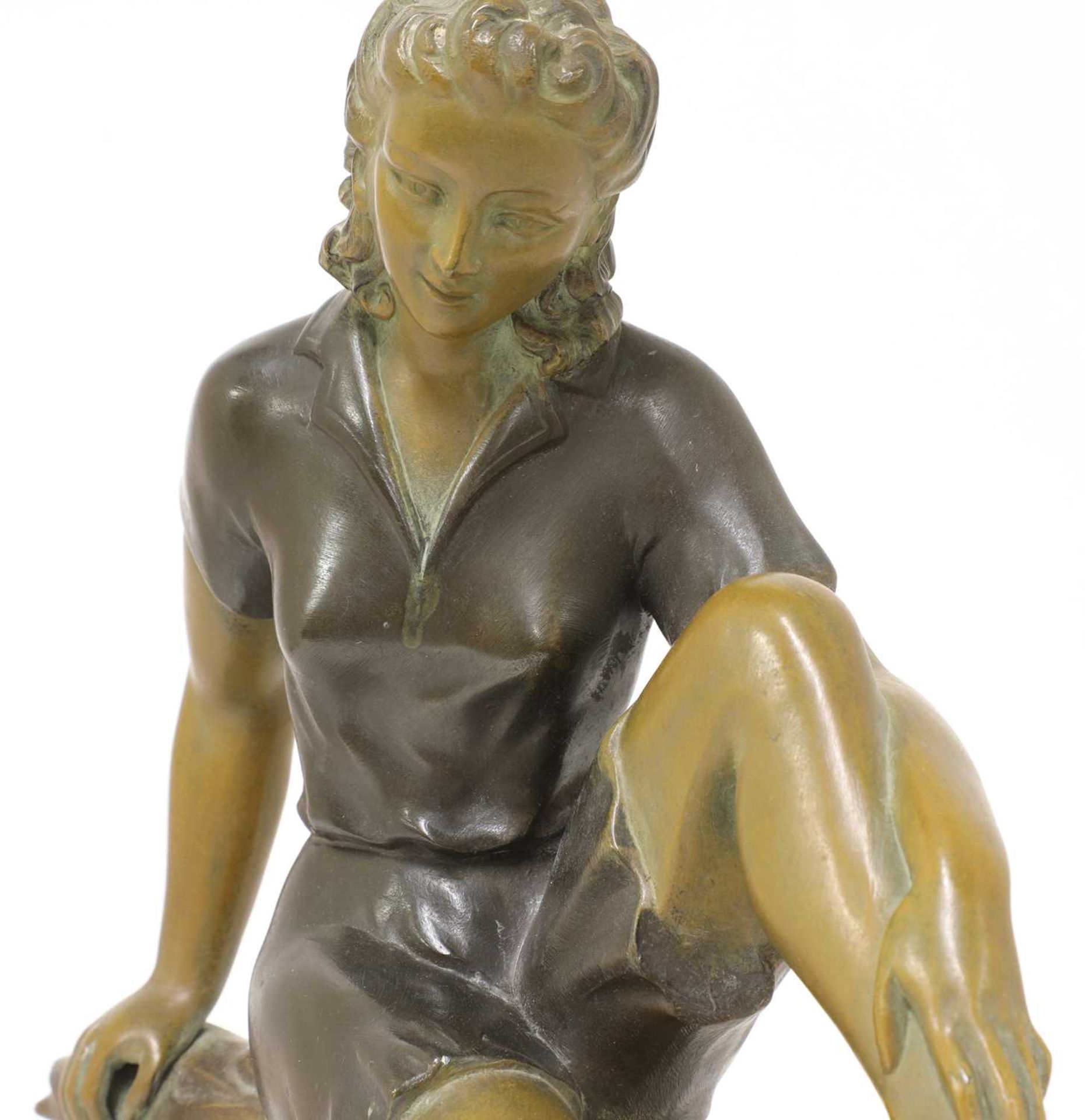 An Art Deco spelter figure, - Bild 2 aus 3