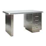 A polished steel desk,