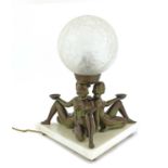 An Art Deco cold-painted spelter figural table lamp,