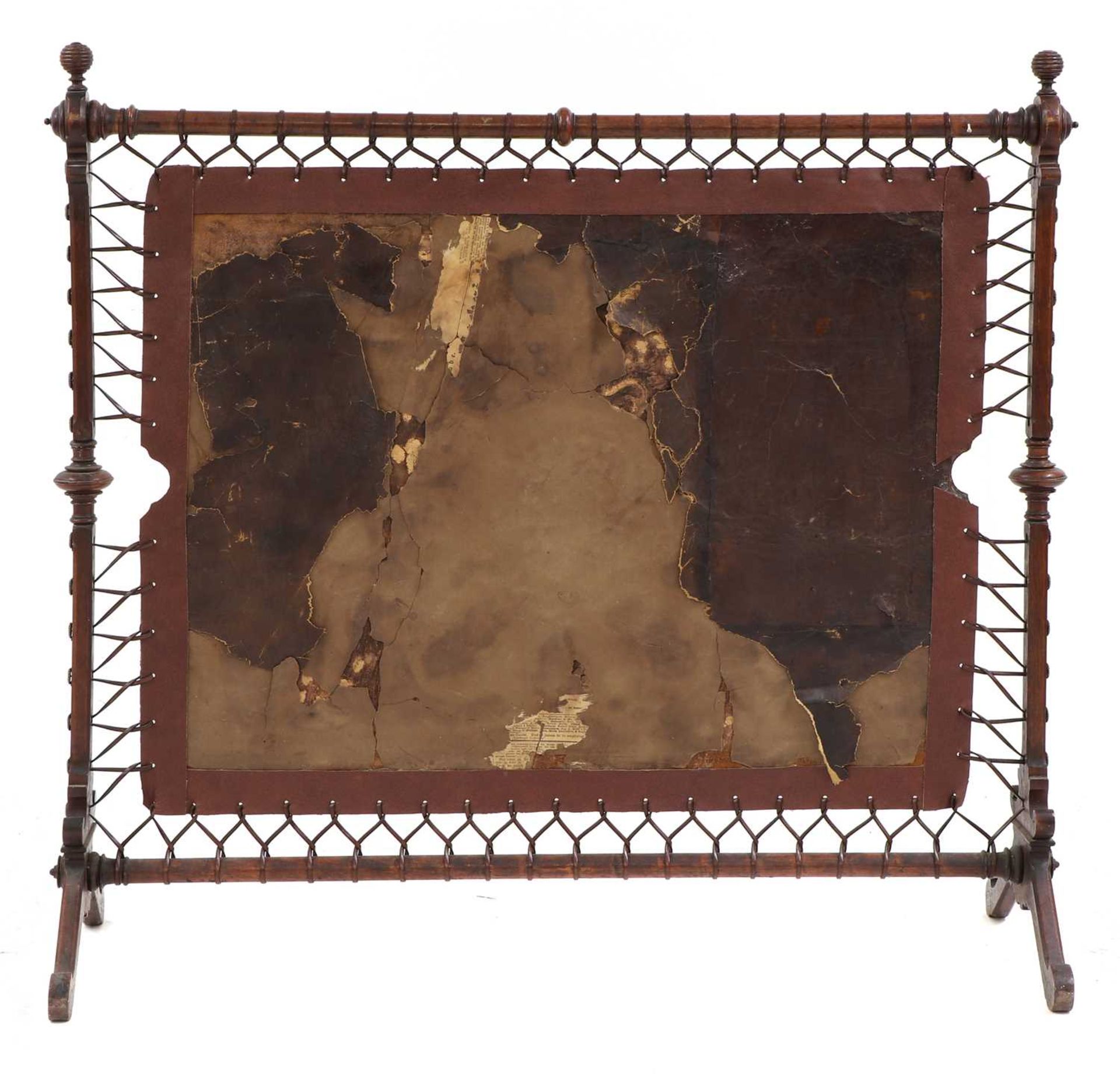 An embossed leather and walnut fire screen, - Image 3 of 3