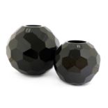 Two Fendi Casa black glass vases,