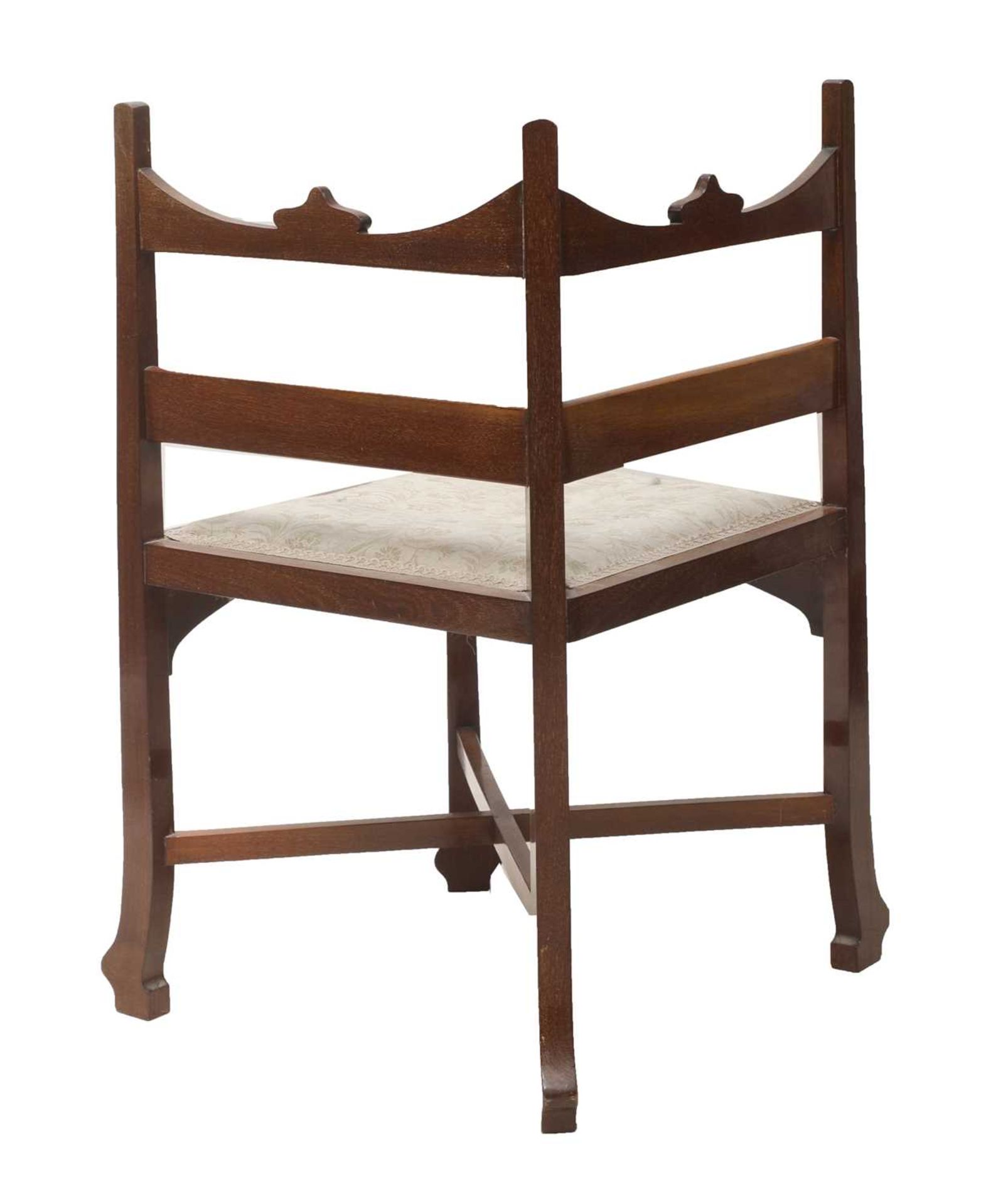 An Art Nouveau inlaid mahogany corner chair, - Bild 2 aus 3