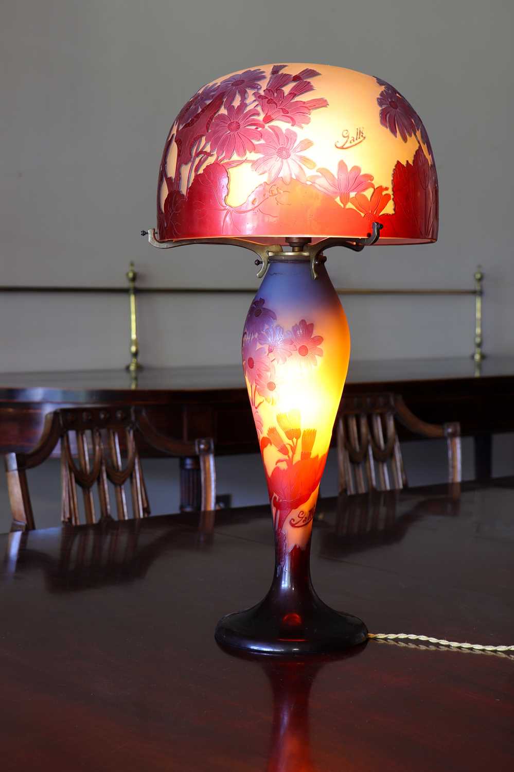 An Émile Gallé cameo glass lamp,