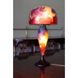 An Émile Gallé cameo glass lamp,