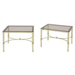 A pair of brass side tables,