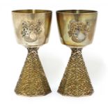 A pair of silver-gilt Ely Cathedral commemorative goblets,