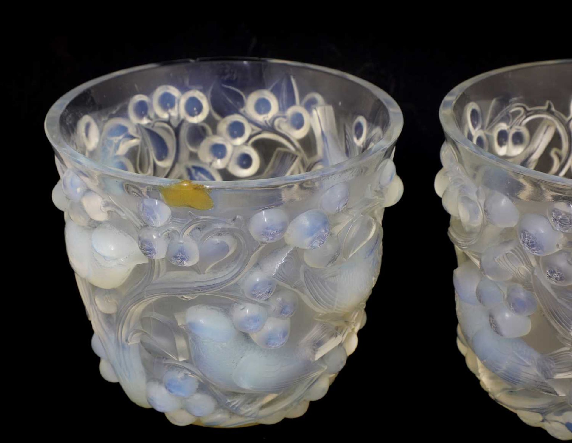 A pair of Lalique opalescent glass 'Avalon' vases, - Image 3 of 4