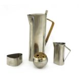 A Danish stainless steel three-piece coffee set,