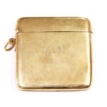 A 9ct gold cushion shaped vesta case, by Horace Woodward & Co. Ltd.,