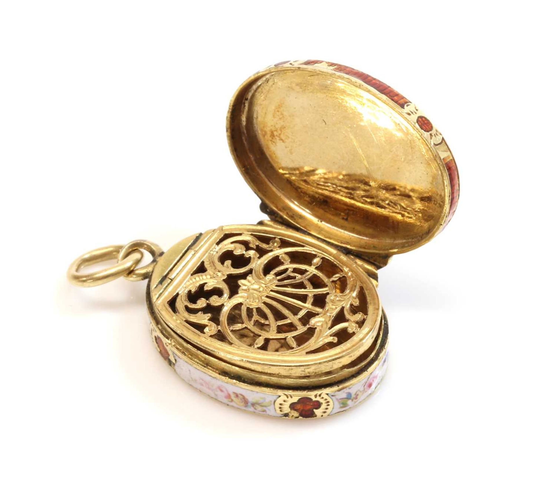 A miniature gold oval locket form vinaigrette, - Image 2 of 2