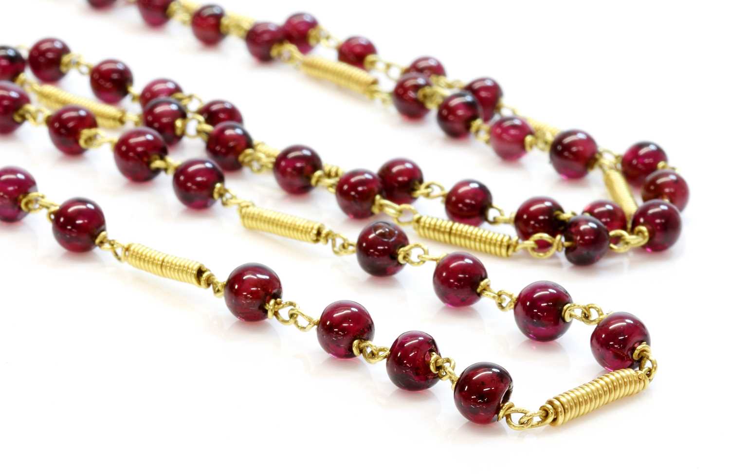 An Italian gold garnet necklace, - Image 2 of 2