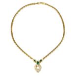 An 18ct gold emerald and diamond necklace, by Garrard & Co., c.1988,