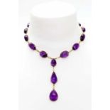 An amethyst 'Y' necklace,