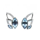 A pair of 18ct white gold aquamarine and diamond earrings, by Hamilton & Inches, c.2019,