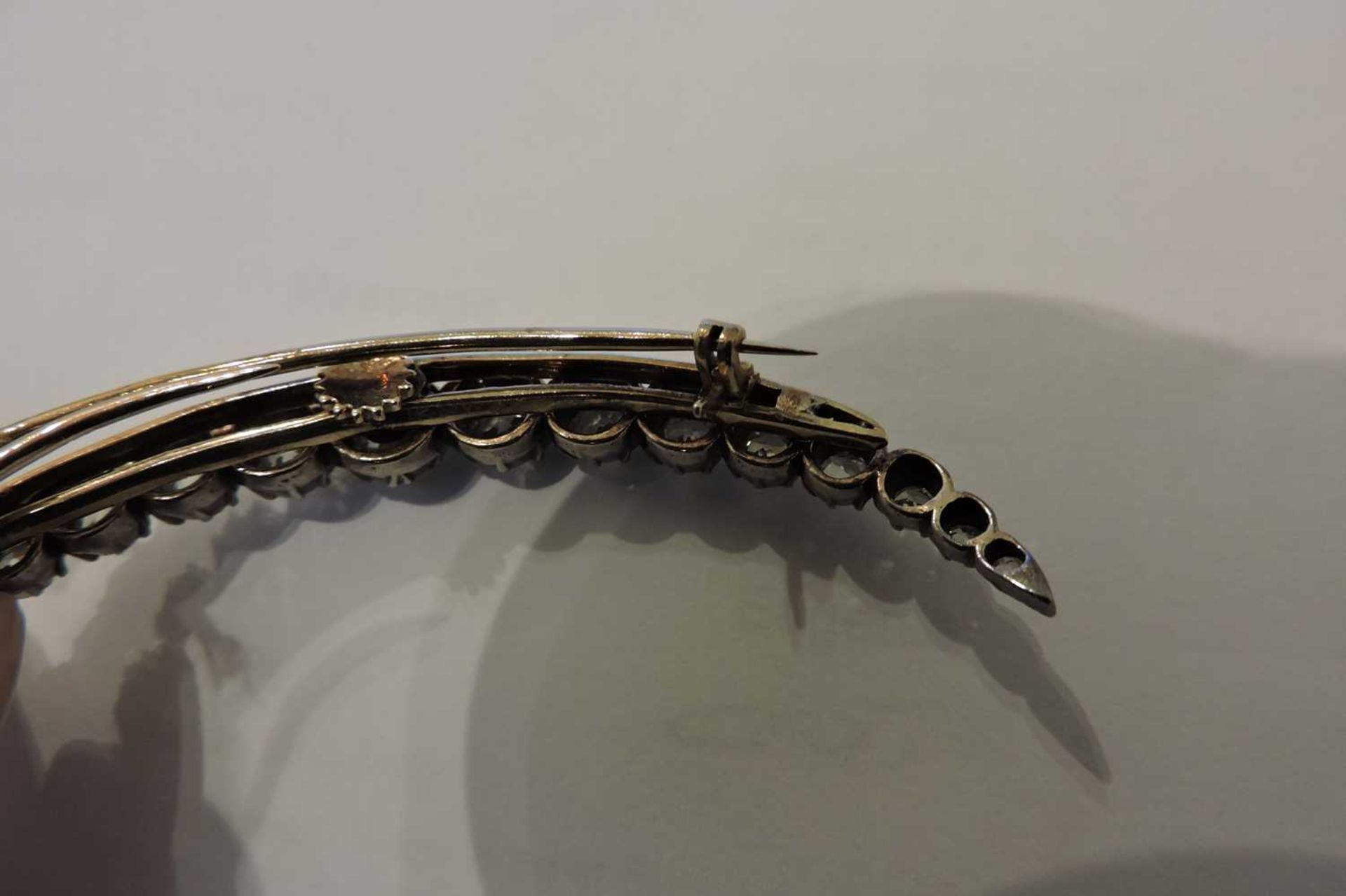 A Victorian diamond crescent brooch or hair ornament, - Image 4 of 5