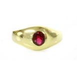 A gentlemen's single stone unheated ruby ring,
