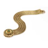 An Italian gold emerald bracelet, retailed by Giovanni Balestra & Figli, c.1950,