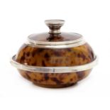 A sterling silver mounted imitation tortoiseshell powder pot, by Sydney & Co.,