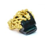 A gold single stone tourmaline ring, c.1970,