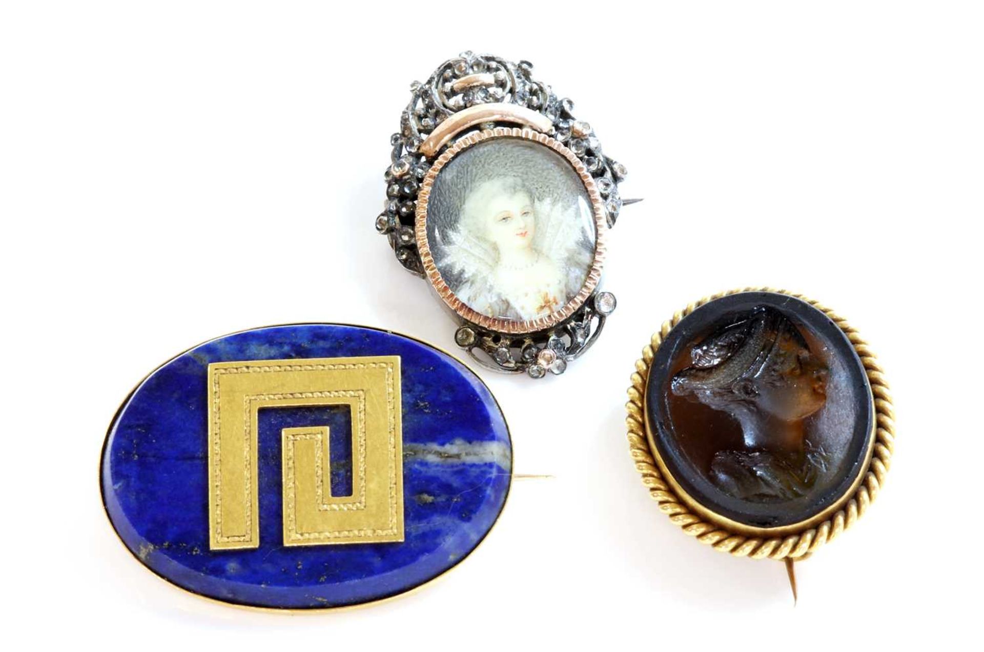 A late Victorian gold mounted Tassie intaglio brooch, by Benzie of Cowes, - Image 2 of 2