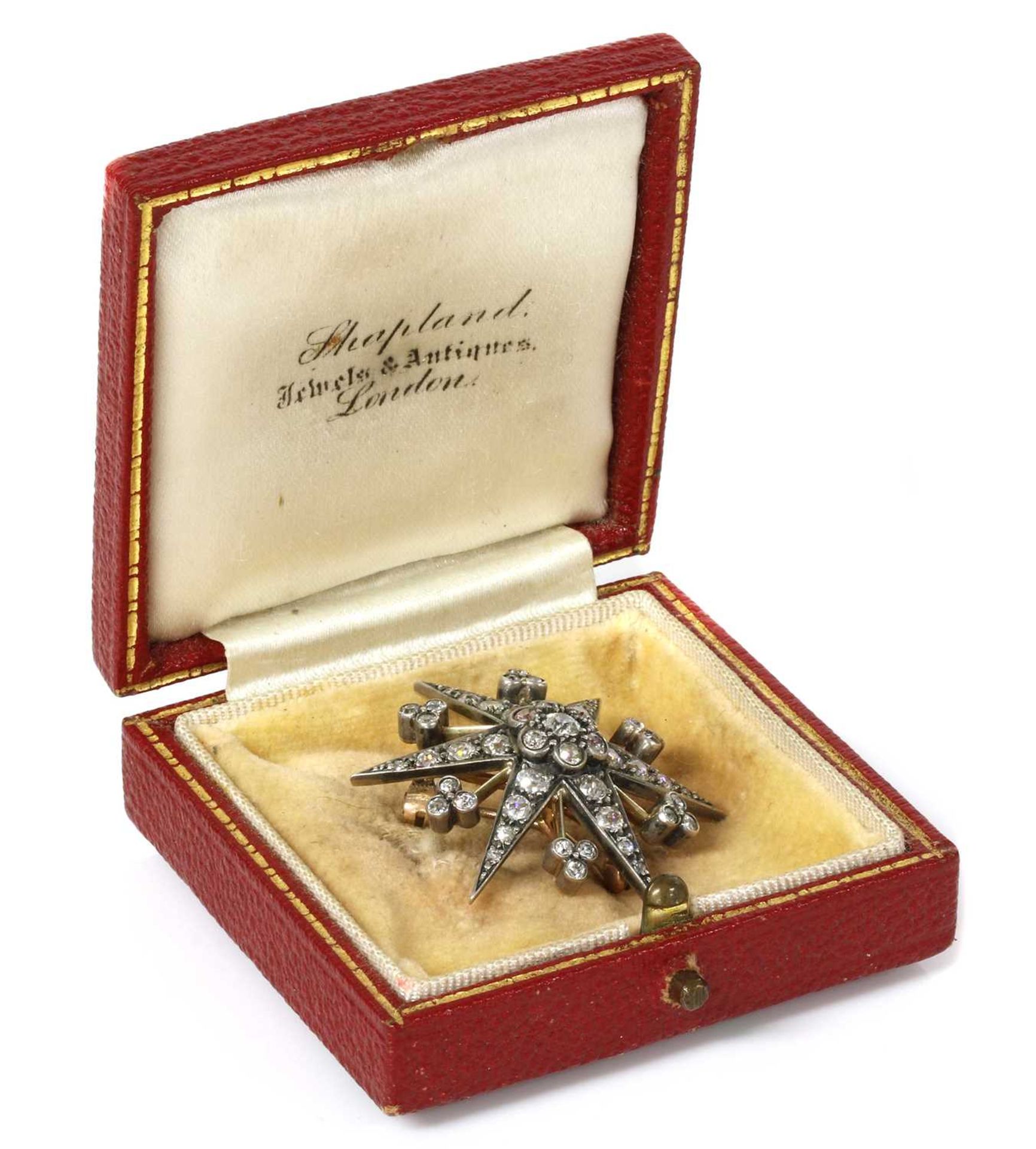 A late Victorian diamond set star brooch/pendant, c.1890, - Image 3 of 3