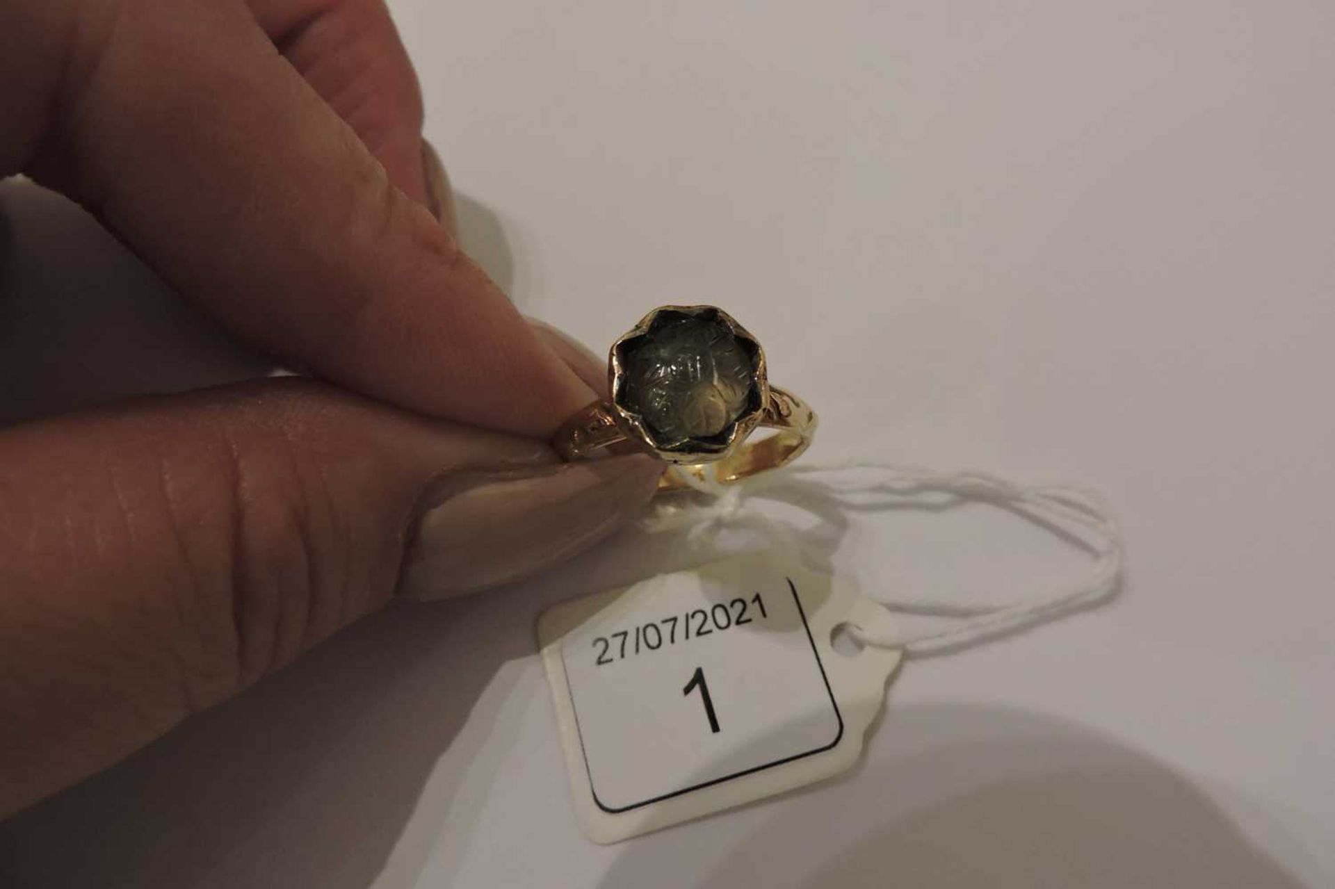 An antique single stone smoky quartz ring, - Image 2 of 5