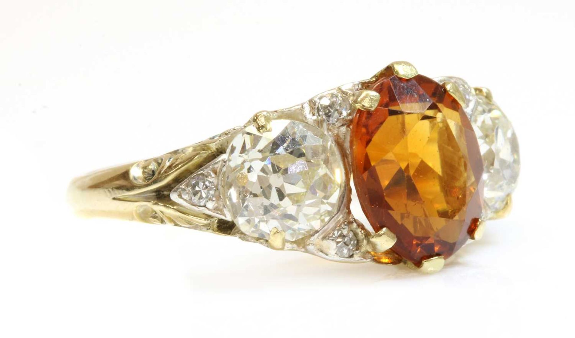 A late Victorian citrine and diamond boat shaped carved head ring, - Image 2 of 4