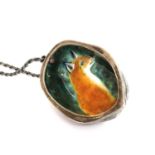 An enamel fox pendant, by Victor Lee,
