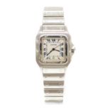 A mid-size stainless steel Cartier 'Santos' quartz bracelet watch,