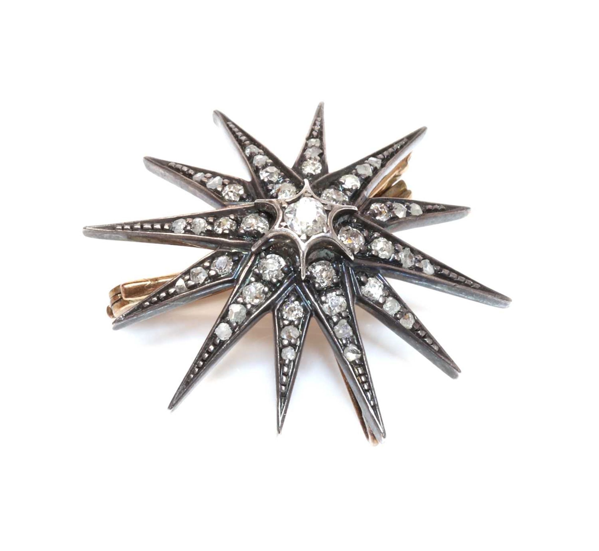 A Victorian diamond set star brooch, c.1890, - Image 2 of 2