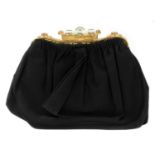 A black grossgrain gem set evening clutch bag, c.1930