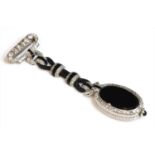 A ladies' Art Deco onyx and diamond fob watch, c.1920,