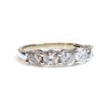 A white gold five stone diamond ring,