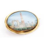 A Victorian brooch with an Indian painted miniature watercolour on ivory,