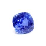 An unmounted cushion cut unheated sapphire of 3.84ct,