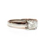 A platinum single stone princess cut diamond ring,