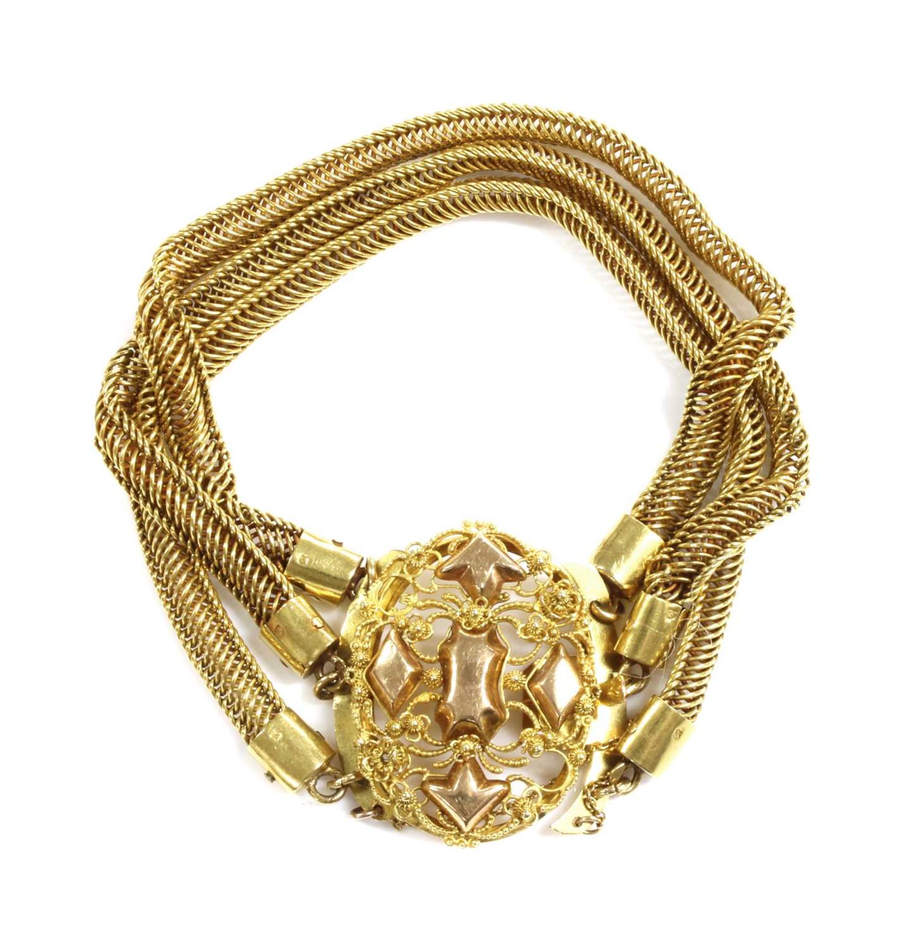 A Dutch gold three row bracelet, - Image 2 of 2