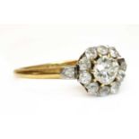 An Edwardian gold diamond cluster ring,