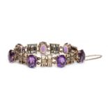 A gold amethyst bracelet, c.1945-1955,